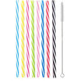 Frogetu 50 Pièces Paille Plastique Reutilisable,Paille Réutilisables Coloré,23cm Rigide Pailles avec Goupillon Paille,Paille Bub