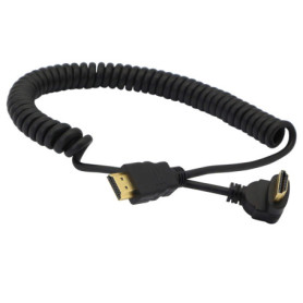 PNGKNYOCN Câble spirale à angle droit HDMI 270 degrés coude mâle HDMI vers mâle HDMI câble spirale à ressort, support 3D 1080P, 