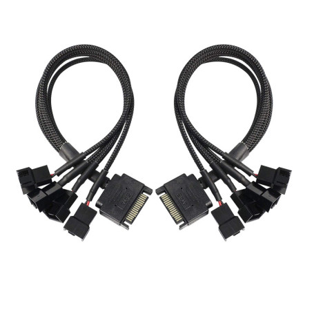 Adaptateur de ventilateur SATA vers 3 broches 4 broches, SATA 15 broches vers 4 x 3 broches/4 broches 12 V pour boîtier PC - 28 