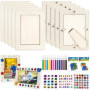 Ledebouk 10 Pcs Cadres Photo en Bois, 20x14.8cm DIY Cadre Photo Vierge, Cadre Bois à Ossature Naturel avec des Autocollants en F