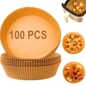 Anti9 Papier sulfurisé pour friteuse 100 pièces 16 cm, feuilles de papier cuisson antiadhésif, accessoires pour air fryer, poêle