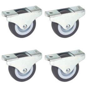 Dörner + Helmer Lot de 4 Roulettes Fixes pour Meubles - 50 mm x 19 mm - Capacité de Charge de 165 kg - Roue en TPE - Fixation Di