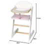 roba Chaise Haute pour Poupon et Poupée Scarlett en Bois + Coussin Rose et Plateau Repas - Hauteur 52 cm - dès 3 Ans - Blanc / N
