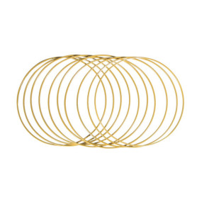 Rayher Anneaux en métal, doré, lot 10 pces, 15cm Ø, fil 3,5mm Ø, arts créatifs, floristique, décorations, mariage, cérémonies, c