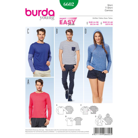 Burda B6602 Patron de Couture T-Shirt Papier Blanc 19 x 13 x 1 cm