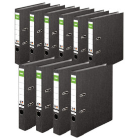 DINOR™ Classeurs avec des couvertures papier marbré/noir, dos de 5 cm DIN A4, lot de 10- Fabriqué en Allemagne - Classeurs avec 