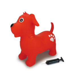 Jamara 460454 – Animal Sauteur Chien Rouge avec Pompe - Favorise Le Sens De L‘Équilibre, Oreilles d‘Animaux comme Support, résis
