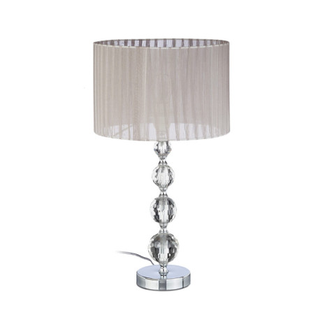 Relaxdays 10022849 Lampe de Chevet Abat-Jour Tissu Voile Boules Verre Cristal HxlxP: 53x29,5x29,5 cm, Claire/Argent, 40 W, 29.5 