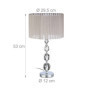 Relaxdays 10022849 Lampe de Chevet Abat-Jour Tissu Voile Boules Verre Cristal HxlxP: 53x29,5x29,5 cm, Claire/Argent, 40 W, 29.5 