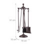 Relaxdays 10022938 Ensemble serviteur de cheminée 5 pièces Accessoires Fonte de Fer avec Support, HxlxP 51 x 18 x 18 cm, Noir, M