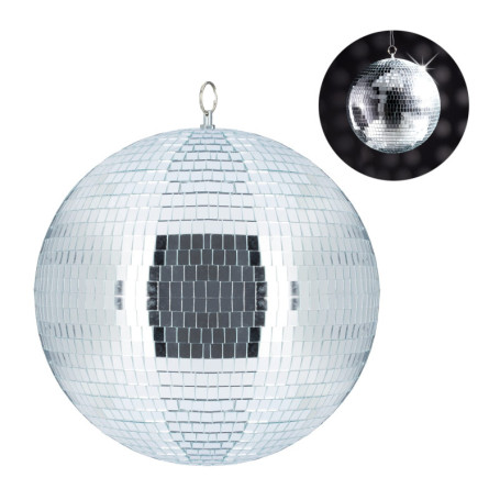 Relaxdays Boule à Facette, à Suspendre, pour Plafond, Grande , déco-fêtes, fêtes à thème, Disco Ball diamètre 30 cm, Couleur arg