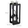 Relaxdays Ensemble serviteur de cheminée 5 pièces acier accessoire pelle balai support tisonnier, noir