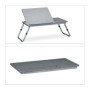 Relaxdays Table pour Ordinateur Portable, Hauteur réglable, Pliable, Surface de Travail inclinable, 44x73x34,5 cm, Gris