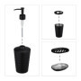 Relaxdays Accessoires de Salle de Bain, 4 pièces, Acier INOX, Porte-Savon, Distributeur de Savon, gobelets, Noir