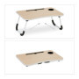 Relaxdays Table lit et canapé Ordinateur Portable, Porte-Tablette Encoche gobelet, HxLxP: env. 26x63x40 cm, Nature/Blanc