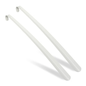 Relaxdays Lot de 2 Chausse-Pieds, 58,5 cm de Longueur, Accessoire en métal, à accrocher, pour Chaussures, Blanc