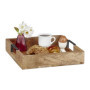 Relaxdays Plateau de Service, Bois de manguier, HxLxP : 7,5 x 35 x 35 cm, avec poignées, Support décoratif, Nature