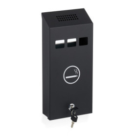 Relaxdays Cendrier Mural, verrouillable, métallique (Fer), H x L x P : 32,5 x 15 x 6 cm, pour l’extérieur, Noir