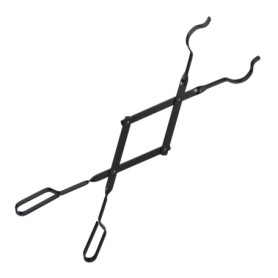 Relaxdays Pince de cheminée, 66,5 cm, Pince à feu pour Bois & briquettes, Acier, Noir