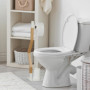 Relaxdays Serviteur WC, Non Fixe, Support pour Papier Toilette, Brosse et Porte-Brosse, HLP 76x20x20 cm, Blanc/Nature