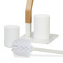 Relaxdays Serviteur WC, Non Fixe, Support pour Papier Toilette, Brosse et Porte-Brosse, HLP 76x20x20 cm, Blanc/Nature