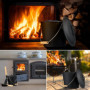 Relaxdays Seau à Cendres, avec Couvercle, 4,5 litres, Pelle et balayette, Nettoyage pour la cheminée, Noir