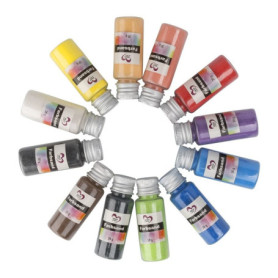 Ideen mit Herz Sable coloré fin - 12 bouteilles de 30 g chacune - 12 couleurs - Sable décoratif - Multicolore