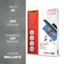 Fellowes 5440101 Super Quick Pochettes de plastification brillantes Capture 125 microns A4 - Pack de 100 Transparent