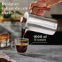Cosumy Cafetière à Piston Inox 1l pour 5 Tasses - Double Paroi Isolante - Garde le café chaud - Acier Inoxydable et Bois de chên
