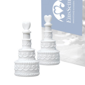 EinsSein 48x Bulles de Savon Mariage gâteau Box Blanc Bulle pour Flacon Deco Coeur champêtre Enfant Anniversaire Cadeau invites 