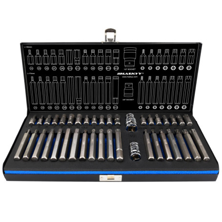 XZN - Lot de 40 douilles hexagonales - Torx à dents multiples - Torx : T20, T25, T30, T40, T45, T50, T55 - XZN : M5, M6, M8, M10