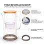 Lauben Carafe filtrante en verre 32 GW - Volume total : 3,2 l - Verre borosilicate - Cartouche de filtre à eau incluse - Couverc
