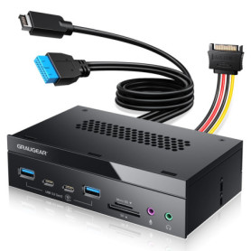 GRAUGEAR 8 interfaces [10 Gbit/s] Panneau Avant de 5,25 Pouces avec 2 Ports USB-C et 2 Ports USB-A USB 3.2 Gen2 10 Gbps, Lecteur