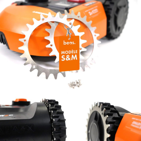 BEOS® 2 x crampons en acier inoxydable de qualité supérieure pour Worx Landroid S/M + 12 x vis en acier inoxydable – Amélioratio
