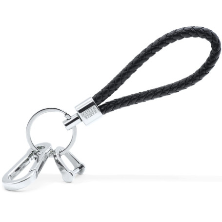 Scott & Webber® - Porte-clés en cuir tressé avec anneau en acier inoxydable, mousqueton et fermeture à vis, idéal pour les clés 