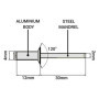SKIR'CO (100 pièces) Rivets aveugles en aluminium à tête fraisée 4,0 x 12 mm, mandrin en acier, rivets pop