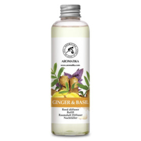 Recharge Diffuseur Gingembre et Basilic 200ml - Recharge Diffuseur à l'Huile Essentielle de Gingembre - Aromathérapie - Parfum d