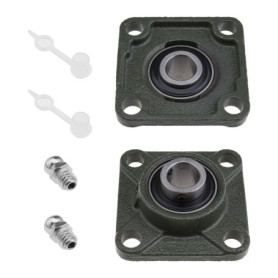 Lot de 2 roulements à billes UCF204 de 20 mm avec buse à huile auto-alignant 4 boulons à bride carrée pour systèmes de transport
