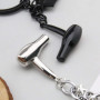 EMSea 2pcs Coiffeur Sèche-Cheveux Ciseaux Peigne Pendentif à Breloque Porte-clés 3 en 1 Conception pour Coiffeur Salon Propriéta