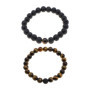 YINETTECH Lot de 2 Bracelets élastiques en Pierre de Lave Naturelle volcanique avec Perles de 8 mm pour Homme et Femme pour Anni