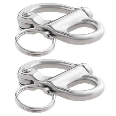 ECSiNG Lot de 2 Mousquetons Fixes de 52 mm en Acier Inoxydable 316 à Dégagement Rapide pour Bateaux Camions Fourgonnettes Carava