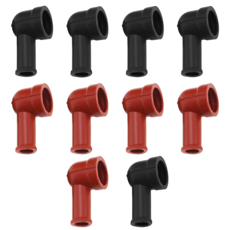 ECSiNG Lot de 10 coques isolantes en caoutchouc pour bornes de batterie - 14 mm x 8 mm - Noir et rouge
