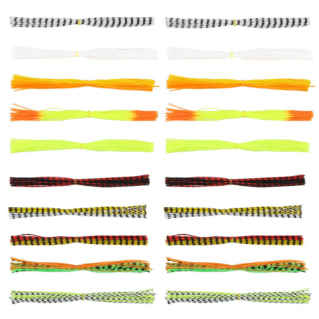 Briny River Lot de 20 Jupes en Silicone de 40 Brins Pièces de Rechange pour Leurres de Pêche à Faire Soi-même Jupe Souple pour L