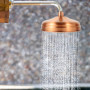 Tête de Douche, Tête de Douche Pluie en Cuivre, Tête de Ronde de Pluie Installée au Mur ou Plafond Rouge
