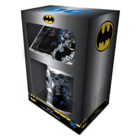 PYRAMID INTERNATIONAL Coffret Cadeau Batman Graffiti DC Comics Tasse sous-Verre Porte-clés, Black/White/Blue, Taille Unique Mixt