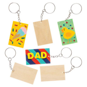 Baker Ross Lot de 8 Porte-Clés en Bois, AW598