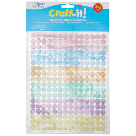 Baker Ross Boutons Autocollants Pastel - Lot de 252, Fournitures Artistiques pour Enfants (FC356)