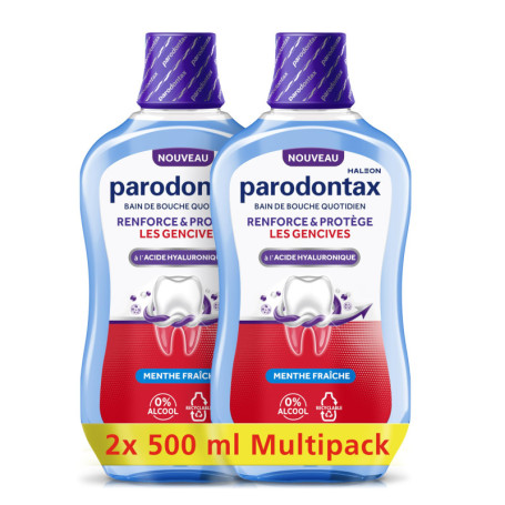 Parodontax Bain de Bouche Renforce et Protège, Pour Les Gencives et des Dents Saines, Avec de l’Acide Hyaluronique, Menthe Fraîc