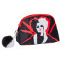 Cruella Trousse de maquillage pour femme Disney Villians Trousse de toilette en peluche, Noir , Taille unique, Trousse de maquil