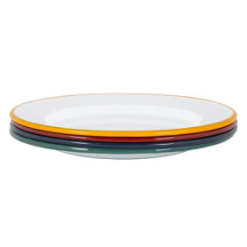 Argon Tableware Plaques de dîner en émail Blanc - Plats de Camping en Plein air en métal - 25.5cm - 4 Couleurs
